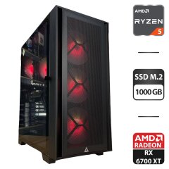 Збірка під замовлення: Montech Air 1000 Premium Tower / AMD Ryzen 5 5600 (6 (12) ядер по 3.5 - 4.4 GHz) / 16 GB DDR4 / 1000 GB SSD M.2 / AMD Radeon RX 6700 XT, 12 GB GDDR6, 192-bit / HDMI / 750W