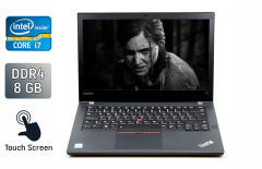 Ультрабук Lenovo ThinkPad T470 / 14" (1920x1080) IPS Touch / Intel Core i7-7600U (2 (4) ядра по 2.8 - 3.9 GHz) / 8 GB DDR4 / 240 GB SSD / Intel HD Graphics 520 / WebCam / TouchID / Windows 10