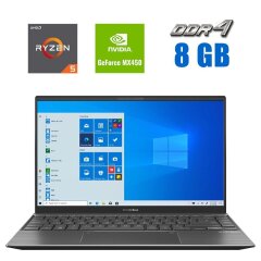 Ігровий ноутбук Б-клас Asus ZenBook / 14" (1920x1080) IPS / AMD Ryzen 5 5500U (6 (12) ядер по 2.1 - 4.0 GHz) / 8 GB DDR4 / 512 GB SSD / nVidia GeForce MX450, 2 GB GDDR5, 64-bit / WebCam + Бездротова мишка