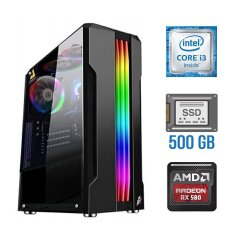 Ігровий ПК Tower / Intel Core i3-6100 (2 (4) ядра по 3.7 GHz) / 16 GB DDR4 / 500 GB SSD / AMD Radeon RX 580, 8 GB GDDR5, 256-bit