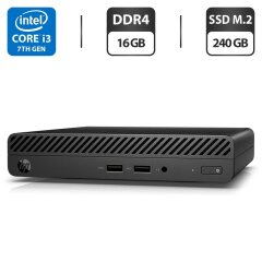 Неттоп HP 260 G3 Desktop Mini PC USFF / Intel Core i3-7130U (2 (4) ядра по 2.7 GHz) / 16 GB DDR4 / 240 GB SSD M.2 / Intel HD Graphics 620 / Wi-Fi / Блок живлення