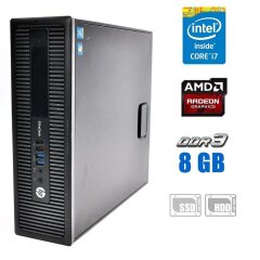 ПК HP EliteDesk 800 G1 SFF / Intel Core i7-4770 (4 (8) ядра по 3.4 - 3.9 GHz) / 8 GB DDR3 / 240 GB SSD + 1000 GB HDD / AMD Radeon R5 340X, 2 GB GDDR3, 64-bit / DVD-ROM