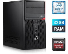 Игровой ПК Fujitsu Tower / Intel Core i7-6700 (4 (8) ядра по 3.4 - 4.0 GHz) / 32 GB DDR4 / 250 GB SSD + 1000 GB HDD / AMD Radeon RX 580, 8 GB GDDR5, 256-bit + Windows 10 в подарок