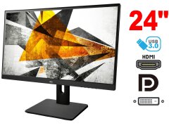 Монитор AOC I2775PQU / 27" (1920x1080) IPS / 2x USB 3.0, 2x USB 2.0, 1x HDMI, 1x DisplayPort, 1x VGA, 1x DVI, 2x Audio / Встроенные колонки 2x 2W / Pivot / VESA 100x100