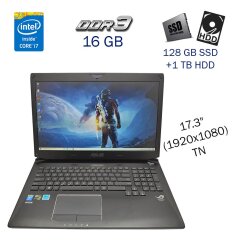 Игровой ноутбук Asus ROG G750JZ / 17.3" (1920х1080) TN / Intel Core i7-4700HQ (4 (8) ядра по 2.4 - 3.4 GHz) / 16 GB DDR3 / 128 GB SSD+1 TB HDD / nVidia GeForce GTX 880M 4 GB / WebCam / DVD-ROM