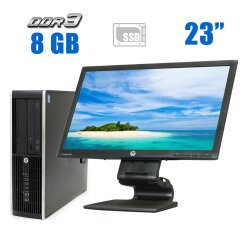 Комплект ПК: HP Compaq 6200 Pro SFF / Intel Core i3-2100 (2 (4) ядра по 3.1 GHz) / 8 GB DDR3 / 240 GB SSD / Intel HD Graphics 2000 + Монитор HP Compaq LA2306x / 23" (1920x1080) TN / DVI, VGA, DP + Клавиатура и мышь