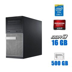 Ігровий ПК Dell OptiPlex 9020 Tower / Intel Core i7-4770 (4 (8) ядра по 3.4 - 3.9 GHz) / 16 GB DDR3 / 500 GB HDD / AMD Radeon R7 350X, 4 GB GDDR3, 128-bit / DVD-ROM