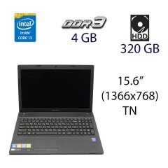 Ноутбук Lenovo G500 / 15.6" (1366x768) TN / Intel Core i3-3110M (2 (4) ядра по 2.4 GHz) / 4 GB DDR3 / 320 GB HDD / WebCam / DVD-RW / АКБ держит до 30 минут