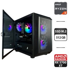 Сборка под заказ: 1stPlayer D3-3F2-Plus Black Tower / AMD Ryzen 5 5500 (6 (12) ядер по 3.6 - 4.2 GHz) / 16 GB DDR4 / 512 GB SSD M.2 / AMD Radeon RX 5700 XT, 8 GB GDDR6, 256-bit / 650W