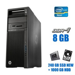 Сервер HP Workstation Z640 Tower / Intel Xeon E5-2609 v3 (6 ядер по 1.90 GHz) / 8 GB DDR4 / 240 GB SSD NEW + 1000 GB HDD / nVidia Quadro K600, 1 GB GDDR5, 128-bit / 925W / DVD-RW 