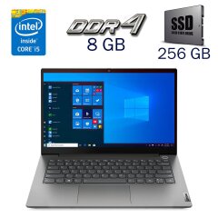 Ультрабук Б-клас Lenovo ThinkBook 14 G2 / 14" (1920x1080) IPS / Intel Core i5-1135G7 (4 (8) ядра по 2.4 - 4.2 GHz) / 8 GB DDR4 / 256 GB SSD / Intel Iris Xe Graphics / WebCam / Windows 11 Pro