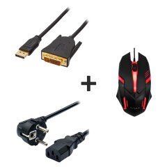 Новая игровая мышка + Кабель питания + Кабель DVI + Переходник DisplayPort