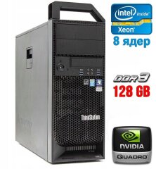 Рабочая станция Lenovo ThinkStation S30 Tower / Intel Xeon E5-2670 (8 (16) ядер по 2.6 - 3.3 GHz) / 128 GB DDR3 / 240 GB SSD / nVidia Quadro 2000, 1 GB GDDR5, 128-bit / 610W / DVI / DisplayPort