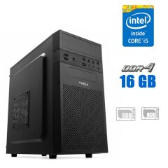 Комп'ютер Vinga CS112B / Intel Core i5-6600 (4 ядра по 3.3 - 3.9 GHz) / 16 GB DDR4 / 240 GB SSD + 500 GB HDD / Intel HD Graphics 530 / 400W + Кабелі підключення
