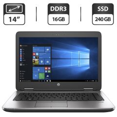 Ноутбук HP ProBook 645 G2 / 14" (1366x768) TN / AMD A10-8700B (4 ядра по 1.8 - 3.2 GHz) / 16 GB DDR3 / 240 GB SSD / AMD Radeon R6 Graphics / WebCam / Windows 10 Pro