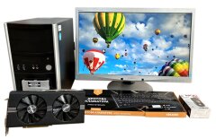 Комплект ПК: Terra s1150 Black Tower / Intel Core i5-4590 (4 ядра по 3.3 - 3.7 GHz) / 8 GB DDR3 / 120 GB SSD + 750 GB HDD / AMD Radeon RX 570, 8GB GDDR5, 256-bit + Монитор Philips Brilliance 241B4L / 24" (1920x1080) TN + клавиатура и  мышь