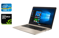 Ігровий ноутбук Б-клас Asus VivoBook X580VD / 15.6" (1920x1080) TN / Intel Core i7-7700HQ (4 (8) ядра по 2.8 - 3.8 GHz) / 16 GB DDR4 / 128 GB SSD + 1000 GB HDD / nVidia GeForce GTX 1050, 4 GB GDDR5, 128-bit / WebCam / HDMI