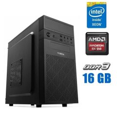 Ігровий ПК Vinga CS112B Tower / Intel Xeon E3-1240 v3 (4 (8) ядра по 3.4 - 3.8 GHz) (аналог i7-4770) / 16 GB DDR3 / 256 GB SSD / AMD Radeon RX 550, 2 GB GDDR5, 128-bit