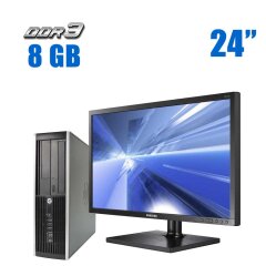 Комплект ПК: HP Compaq 6200 Pro SFF / Intel Core i3-2100 (2 (4) ядра по 3.1 GHz) / 8 GB DDR3 / 240 GB SSD / Intel HD Graphics 2000 + Монитор Samsung NC241 / 24" (1920x1080) TN / VGA + Клавиатура и мышь