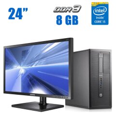 Комплект ПК: HP EliteDesk 800 G1 Tower / Intel Core i5-4430 (4 ядра по 3.0 - 3.2 GHz) / 8 GB DDR3 / 240 GB SSD / Intel HD Graphics 4600 + Монитор Samsung NC241 / 24" (1920x1080) TN / VGA + Клавиатура и мышь