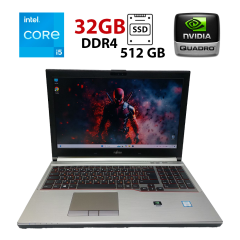 Мобільна робоча станція Б-клас Fujitsu Celsius H760 / 15.6" (1920x1080) IPS / Intel Core i5-6440HQ (4 ядра по 2.6 - 3.5 GHz) / 32 GB DDR4 / 512 GB SSD / nVidia Quadro M600M, 2 GB GDDR5, 128-bit / WebCam / Win 11 Pro
