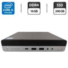 Неттоп HP EliteDesk 800 G3 USFF / Intel Core i5-6500T (4 ядра по 2.5 - 3.1 GHz) / 16 GB DDR4 / 240 GB SSD / Intel UHD Graphics 530 + Блок питания