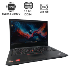Ноутбук Lenovo ThinkPad E495 / 14" (1920x1080) IPS / AMD Ryzen 5 3500U (4 (8) ядра по 2.1 - 3.7 GHz) / 16 GB DDR4 / 256 GB SSD / AMD Radeon Vega 8 Graphics / WebCam