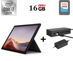 Планшет Microsoft Surface Pro 7 1866 / 12.3" (2736x1824) IPS Touch / Intel Core i7-1065G7 (4 (8) ядра по 1.3 - 3.9 GHz) / 16 GB DDR4 / 256 GB SSD / Intel Iris Plus Graphics / WebCam  + Док-станция Microsoft Surface Dock 1661 и блок питания
