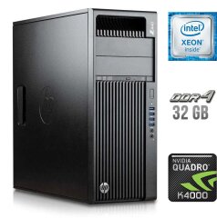 Рабочая станция HP Workstation Z440 Tower / Intel Xeon E5-1650 v3 (6 (12) ядер по 3.5 - 3.8 GHz) / 32 GB DDR4 ECC / 240 GB SSD / nVidia Quadro K4000, 3 GB GDDR5, 192-bit / 700W / DVD-RW / DVI / DisplayPort