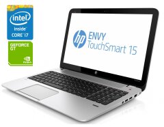 Игровой ноутбук Б-класс HP ENVY TouchSmart 15t-j000 / 15.6" (1366x768) TN Touch / Intel Core i7-4700MQ (4 (8) ядра по 2.4 - 3.4 GHz) / 8 GB DDR3 / 480 GB SSD / nVidia GeForce GT 740M, 2 GB DDR3, 128-bit / WebCam / Win 10 Home