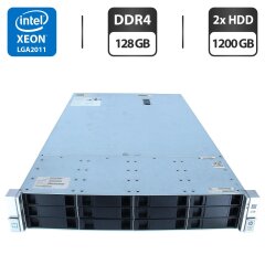 Сервер HP ProLiant DL380 Gen9 (4 LFF) 2U Rack / 2x Intel Xeon E5-2680 v4 (14 (28) ядра по 2.4 - 3.3 GHz) / 128 GB DDR4 / 2x 1200 GB HDD (SAS) / RAID HP Smart Array P440ar / 2x 500W