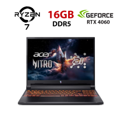 Игровой ноутбук Acer Nitro 16 AN16-42-R6U0 / 16" (1920x1200) IPS / AMD Ryzen 7 8845HS (8 (16) ядер по 3.8 - 5.1 GHz) / 16 GB DDR5 / 480 GB SSD / nVidia GeForce RTX 4060, 8 GB GDDR6, 128-bit / WebCam