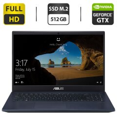 Ігровий ноутбук Б-класс Asus F571G / 15.6" (1920x1080) IPS / Intel Core i5-9300H (4 (8) ядра по 2.4 - 4.1 GHz) / 8 GB DDR4 / 512 GB SSD M.2 / nVidia GeForce GTX 1650 Max-Q, 4 GB GDDR6, 128-bit / WebCam / HDMI / Windows 10 Home