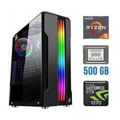 Ігровий ПК Tower / AMD Ryzen 5 4500 (6 (12) ядер по 3.6 - 4.1 GHz) / 16 GB DDR4 / 500 GB SSD / nVidia GeForce GTX 1070, 8 GB GDDR5, 256-bit