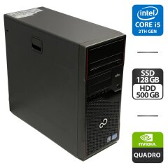 Комп'ютер Fujitsu Esprimo P700 E85 Tower / Intel Core i5-2500 (4 ядра по 3.3 - 3.7 GHz) / 16 GB DDR3 / 128 GB SSD + 500 GB HDD / nVidia Quadro K600, 1 GB GDDR3, 128-bit / DVD-ROM / DVI