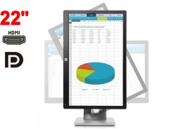 Монитор HP EliteDisplay E222 / 22" (1920x1080) IPS / 1x HDMI, 1x DP, 1x VGA, 2x USB 2.0, 1x USB Type-B / VESA 100x100 / Pivot