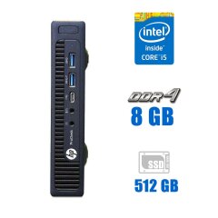 Неттоп HP EliteDesk 800 G2 USFF / Intel Core i5-6500T (4 ядра по 2.5 - 3.1 GHz) / 8 GB DDR4 / 512 GB SSD M.2 / Intel HD Graphics 530 / Windows 10 Pro