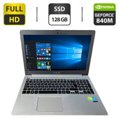 Ноутбук Б-клас Asus A551L / 15.6" (1920x1080) TN / Intel Core i5-4210U (2 (4) ядра по 1.7 - 2.7 GHz) / 12 GB DDR3 / 128 GB SSD / nVidia GeForce 840M, 2 GB GDDR3, 64-bit / WebCam / DVD-ROM