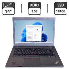 Ноутбук Б-клас Lenovo ThinkPad L450 / 14" (1366x768) TN / Intel Core i3-5005U (2 (4) ядра по 2.0 GHz) / 8 GB DDR3 / 128 GB SSD / Intel HD Graphics 5500 / WebCam