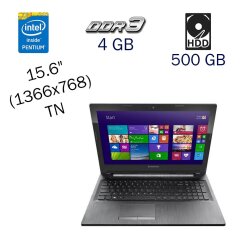 Ноутбук Lenovo G50-30 / 15.6" (1366x768) TN / Intel Pentium N3540 (4 ядра по 2.16 - 2.66 GHz) / 4 GB DDR3 / 500 GB HDD / nVidia GeForce 820M, 1 GB DDR3, 64-bit / WebCam / DVD-ROM