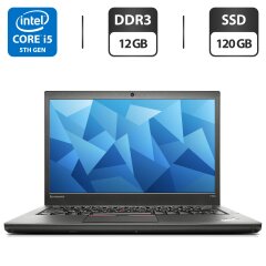 Ноутбук Б-клас Lenovo ThinkPad T450s / 14" (1600x900) TN / Intel Core i5-5200U (2 (4) ядра по 2.2 - 2.7 GHz) / 12 GB DDR3 / 120 GB SSD / Intel HD Graphics 5500 / WebCam / VGA