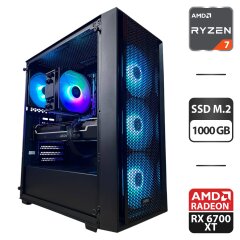 Збірка під замовлення: ігровий ПК Gamdias Aura GC10M ARGB Black Tower / AMD Ryzen 7 5700X (8 (16) ядер по 3.4 - 4.6 GHz) / 32 GB DDR4 / 1000 GB SSD M.2 / AMD Radeon RX 6700 XT, 12 GB GDDR6, 192-bit / 650W