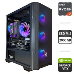 Збірка під замовлення: новий игровой ПК MSI MAG Forge M100R Black Tower / AMD Ryzen 7 5700X3D (8 (16) ядер по 3.4 - 4.5 GHz) / 32 GB DDR4 / 2000 GB SSD M.2 / nVidia GeForce RTX 4070, 12 GB GDDR6X, 192-bit / 750W