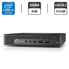 Неттоп HP ProDesk 600 G2 Mini PC USFF / Intel Core i5-6500T (4 ядра по 2.5 - 3.1 GHz) / 8 GB DDR4 / 512 GB SSD M.2 / Intel HD Graphics 530 / DisplayPort + Блок живлення