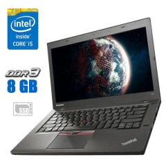 Ноутбук Lenovo ThinkPad T450 / 14" (1600x900) TN / Intel Core i5-5300U (2 (4) ядра по 2.3 - 2.9 GHz) / 8 GB DDR3 / 120 GB SSD / Intel HD Graphics 5500 / WebCam / Два АКБ