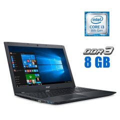 Ноутбук Acer Aspire E5-576 / 15.6" (1920x1080) TN / Intel Core i3-8130U (2 (4) ядра по 2.2 - 3.4 GHz) / 8 GB DDR3 / 128 GB SSD / Intel UHD Graphics 620 / WebCam / DVD-RW / Win 10 Lic