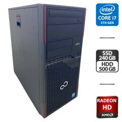 Комп'ютер Fujitsu Esprimo P710 E85 Tower / Intel Core i7-3770S (4 (8) ядра по 3.1 - 3.9 GHz) / 8 GB DDR3 / 240 GB SSD + 500 GB HDD / AMD Radeon HD 6570, 1 GB GDDR5, 128-bit / DVD-ROM / VGA