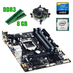 Комплект: Материнская плата Gigabyte GA-B85M-DS3H + Intel Core i5-4460 (4 ядра 3.2 - 3.4 GHz) + 8 GB DDR3 + Кулер