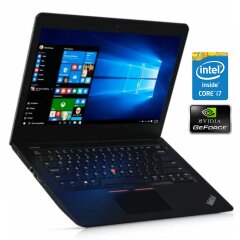 Ноутбук Б-клас Lenovo ThinkPad E470 / 14" (1920x1080) TN / Intel Core i7-7500U (2 (4) ядра по 2.7 - 3.5 GHz) / 16 GB DDR4 / 256 GB SSD / nVidia GeForce 940MX, 2 GB GDDR5, 64-bit / WebCam / Win 10 Pro