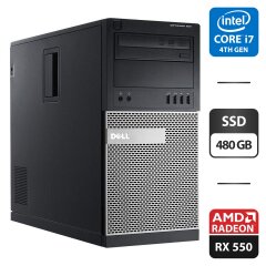 Комп'ютер Dell OptiPlex 9020 Tower / Intel Core i7-4770 (4 (8) ядра по 3.4 - 3.8 GHz) / 16 GB DDR3 / 480 GB SSD / AMD Radeon RX 550, 4 GB GDDR5, 128-bit / DVD-ROM